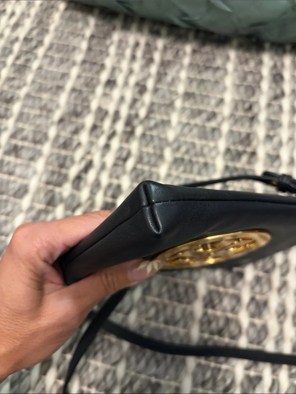 Tory Burch Black Leather Crossbody with Gold Logo Medallion